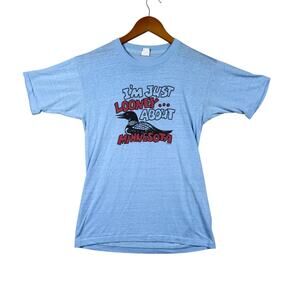 Vintage Im Looney About Minnesota Baby Blue Bird T Shirt Single Stitch M